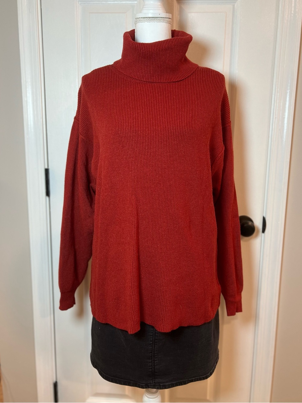 Free People Burnt Red Cozy Oversized Turtleneck Sweater Fall Long Sleeve 🍂❤️